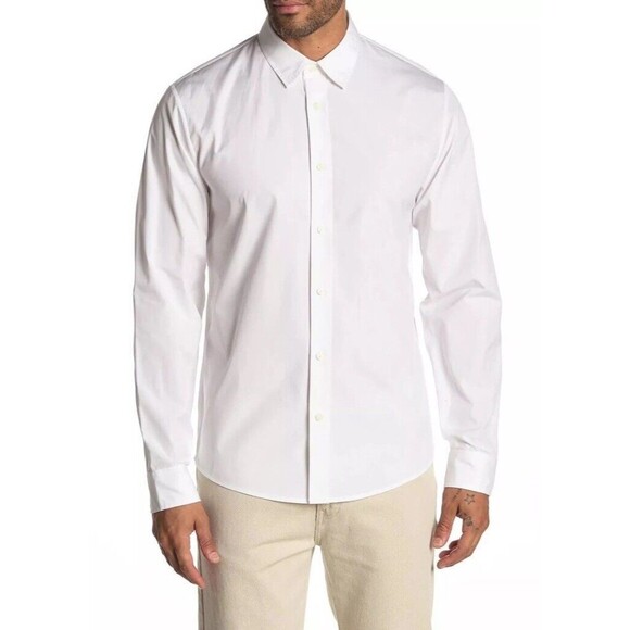 Vince Mens Reverse Placket Sport Button Up Shirt White Long Sleeve XL New - Picture 1 of 11